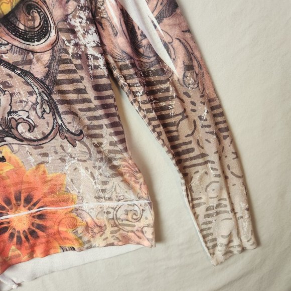 New Mix Superline Abstract Floral Lightweight Knit Cardigan Size Medium - Picture 5 of 10